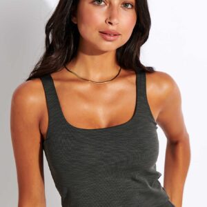 Beyond Yoga Heather Rib Keep It Simple Cropped Tank