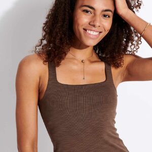 Beyond Yoga Heather Rib Square Neck Cropped Tank