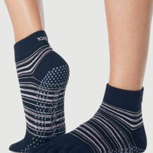 ToeSox Ankle Full Toe Women's Yoga Socks striped- Earthly