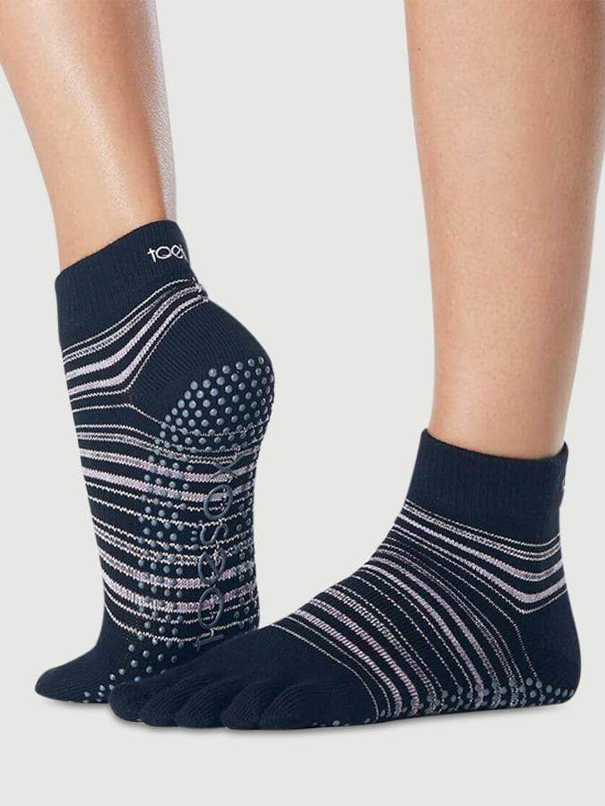 ToeSox Ankle Full Toe Women's Yoga Socks striped- Earthly