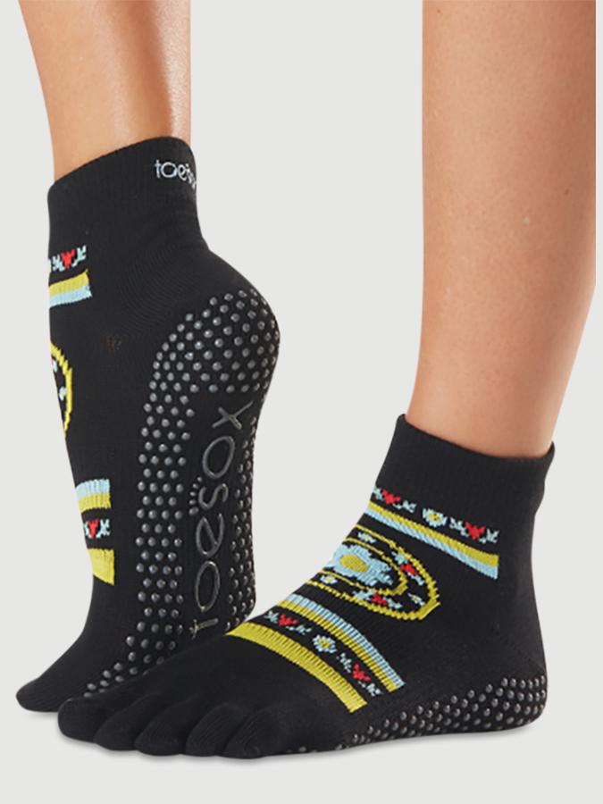 ToeSox Ankle Full Toe Women's Yoga Socks patterned- Fresco