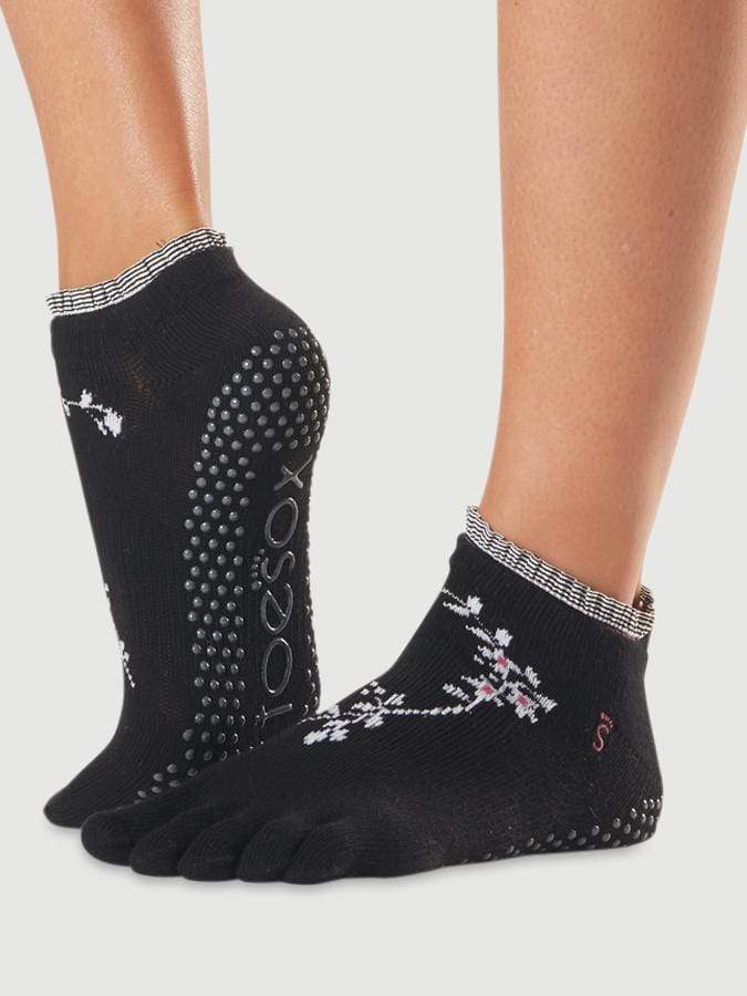 ToeSox Low Rise Full Toe Women's Yoga Socks flower- Evermore