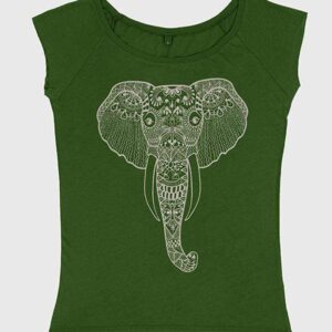 Yoga Studio Natural Organic Leaf Elephant Green T-Shirt