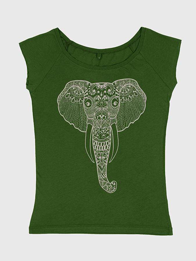 Yoga Studio Natural Organic Leaf Elephant Green T-Shirt